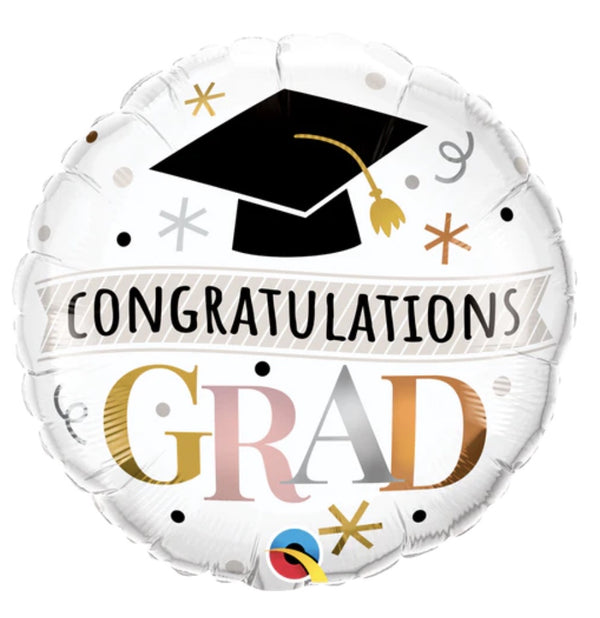 18" ROUND FOIL CONGRATULATIONS GRAD ROSE GOLD